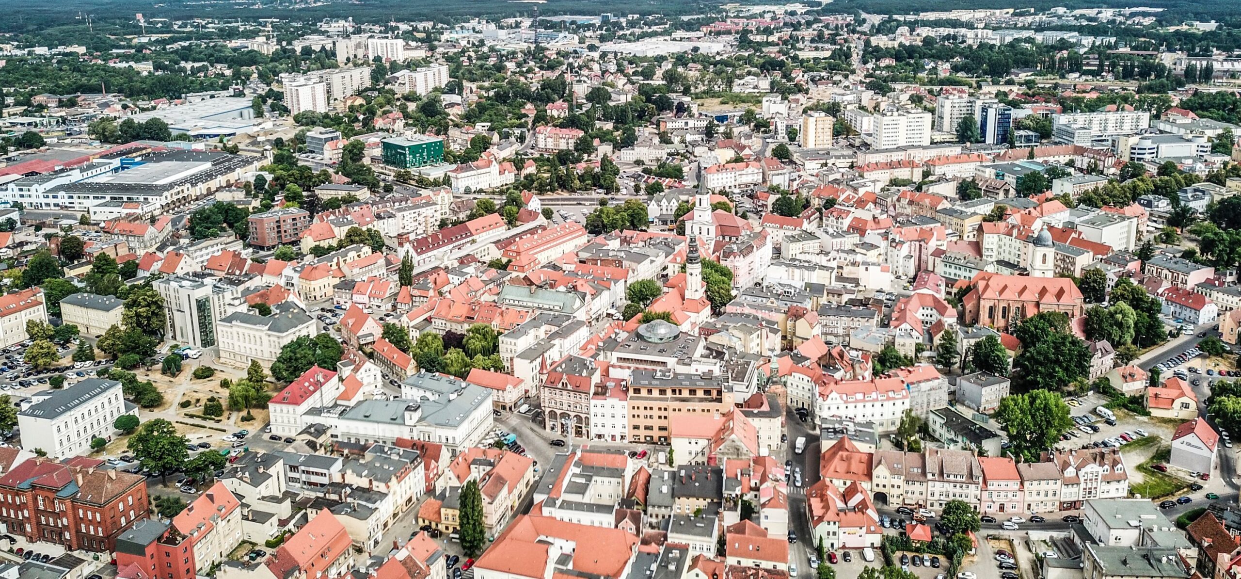 miasto Panorama Zielonej Góry z lotu ptaka