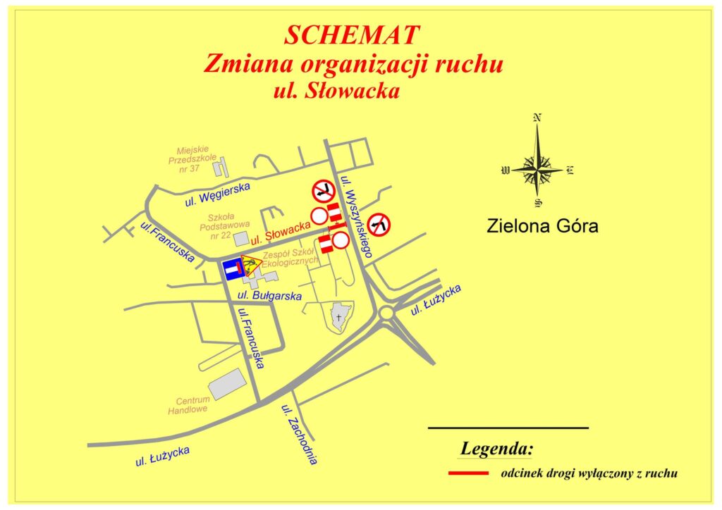 mapka2 Mapka organizacji ruchu drogowego przy ul. Słowackiej