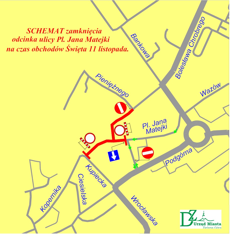 schemat pl. Matejki Schemat ruchu drogowego przy ul. Matejki